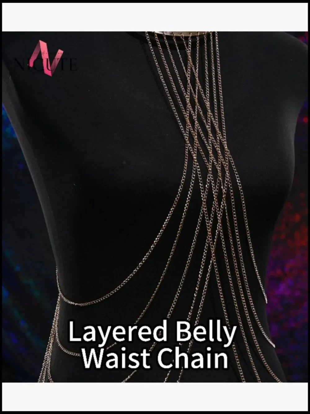 Gold Body Chain Necklace Shoulder Chain Jewelry for Women Statement Festivals - Picture 7 of 7